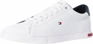 Sneakers bianche uomo, scarpe bianche uomo, sneakers tommy hilfiger bianche, sneakers bianche uomo vulcanizzate, sneakers bianche alla moda, tendenze sneakers uomo, sneakers uomo bianche pelle