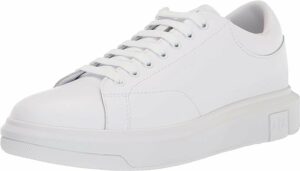 Sneakers bianche uomo, scarpe bianche uomo, sneakers bianche armani exchange, sneakers bianche alla moda, tendenze sneakers uomo, sneakers uomo bianche pelle